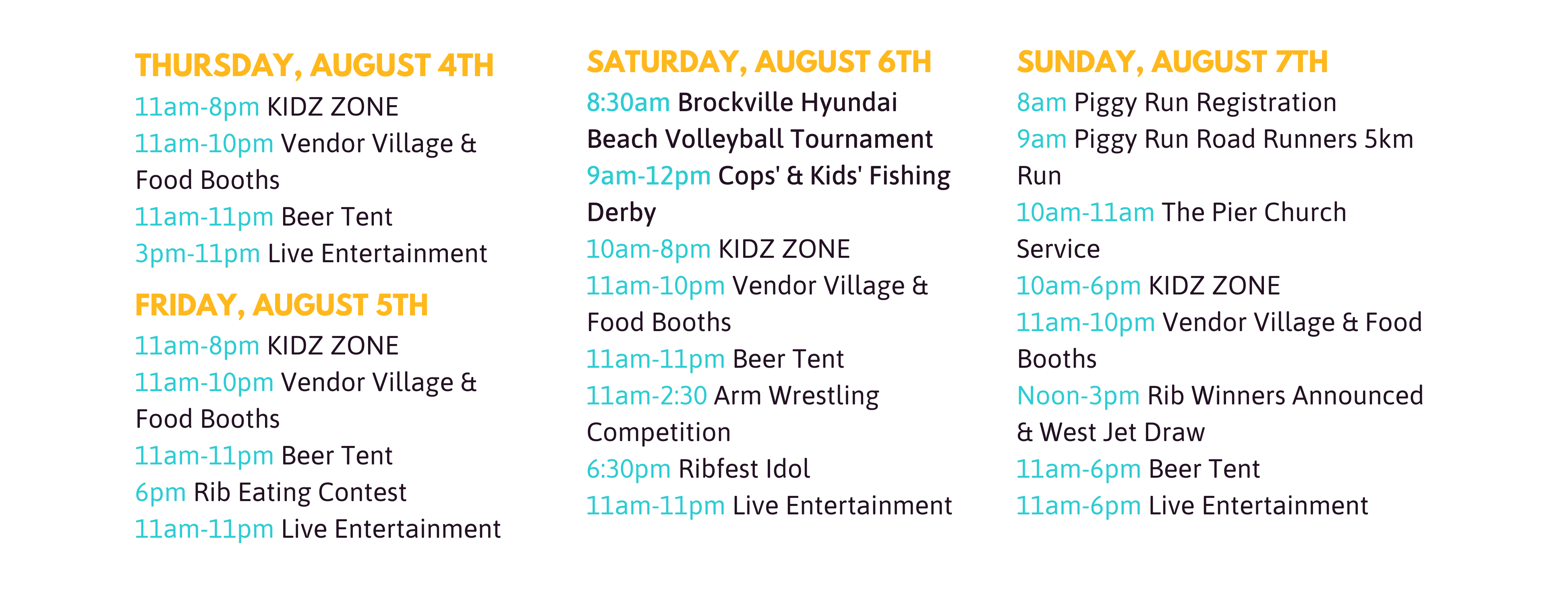 Schedule & Map Brockville Ribfest